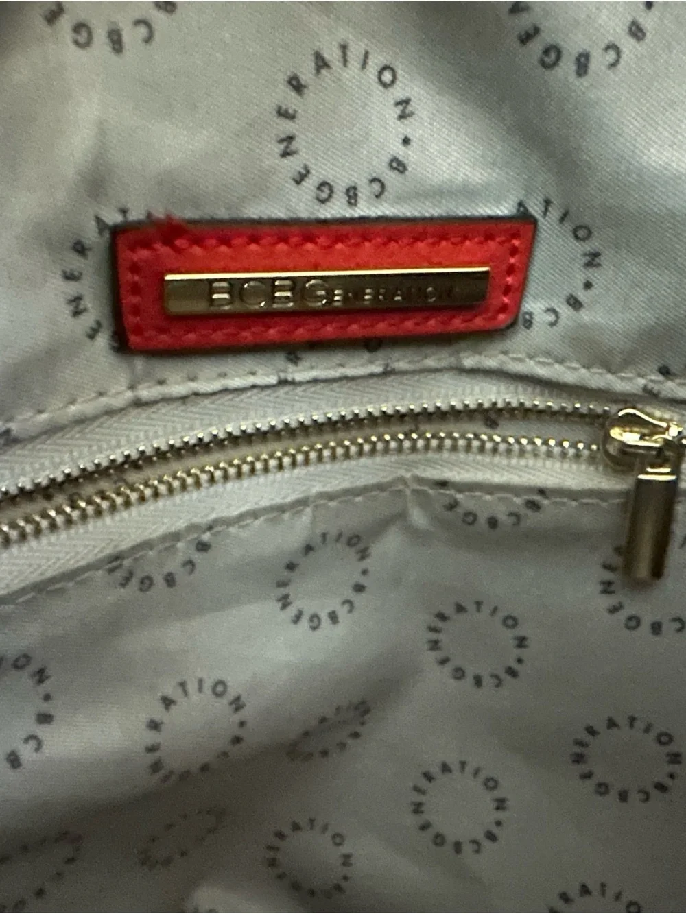 BCBGeneration Red Structured Top-Handle Satchel with Gold Hardware